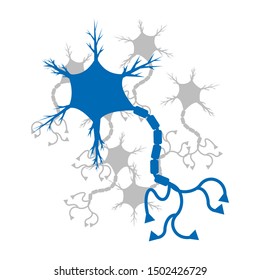 Neuron or human brain cell icon. Flat. Isolated. On white background. 