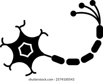 Neuron Icon - Black Filled Style - Neuroscience Theme