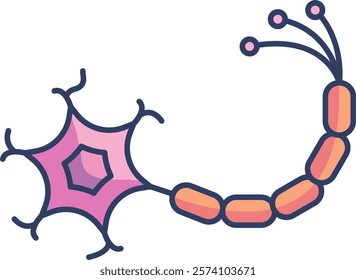 Neuron Icon - Lineal Color Style - Neuroscience Theme