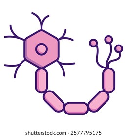 Neuron Icon - Lineal Color Style - Brain Theme