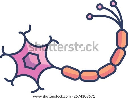 Neuron Icon - Lineal Color Style - Neuroscience Theme