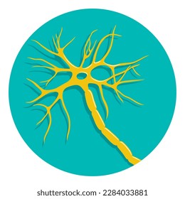 Neuron icon - nerve cell axon and myelin sheath in circle shape