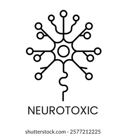 A neuron icon in vector, representing neurotoxic effects on the nervous system, with an editable stroke.