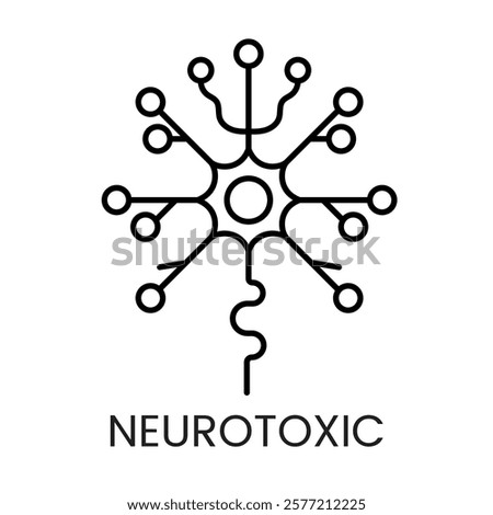A neuron icon in vector, representing neurotoxic effects on the nervous system, with an editable stroke.