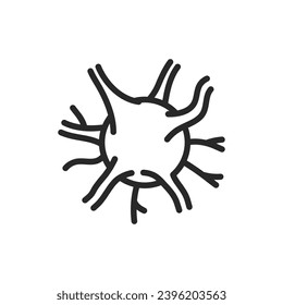 Neuron Icon. Vector Symbol for Neurological Cells, Brain Function and Neural Network Education. Isolated Outline Sign.