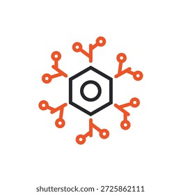 Neuronensymbole, Umriss und flacher Stil, transparenter Hintergrund