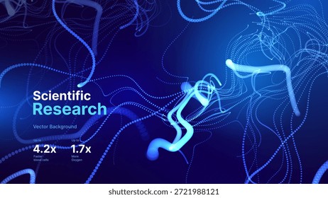 Líneas Abstractas inspiradas en neuronas sobre fondo azul profundo con flujo brillante y efecto de flujo de datos. Red neuronal futurista. Ilustración vectorial.