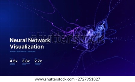 Neuron Inspired Abstract Lines on Deep Blue Background with Glowing Flow and Data Stream Effect. Futuristic Neural Network. Vector Illustration.