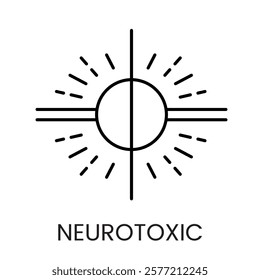 A neuron inspired circular icon in vector, representing neurotoxic pathways, with an editable stroke.