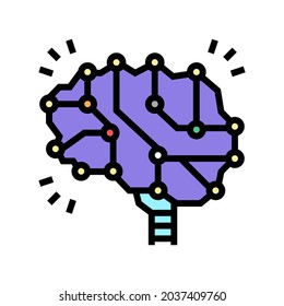 neuron knowledge brain color icon vector. neuron knowledge brain sign. isolated symbol illustration