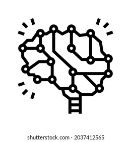 conocimiento neuronal de la línea del cerebro vector del icono. signo cerebral del conocimiento neuronal. símbolo de contorno aislado ilustración negra
