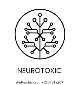 A neuron like circuit tree in vector, representing neurotoxic pathways, with an editable stroke.