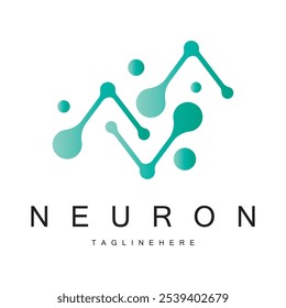 Neuron logo or brain nerve cell logo design, template icon, molecule, atom, brain cell, logo illustration template with vector concept