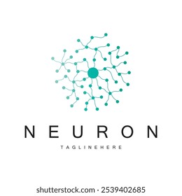 Logotipo de neurônio ou design de logotipo de célula nervosa cerebral, ícone de modelo, molécula, átomo, célula cerebral, modelo de ilustração de logotipo com conceito de vetor