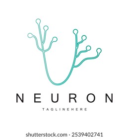 Neuron logo or brain nerve cell logo design, template icon, molecule, atom, brain cell, logo illustration template with vector concept
