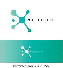 Neuron logo or brain nerve cell logo design, template icon, molecule, atom, brain cell, logo illustration template with vector concept