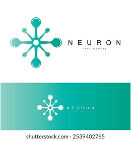 Logotipo de neurônio ou design de logotipo de célula nervosa cerebral, ícone de modelo, molécula, átomo, célula cerebral, modelo de ilustração de logotipo com conceito de vetor