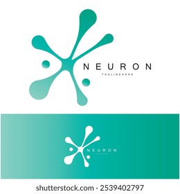 Logotipo de neurônio ou design de logotipo de célula nervosa cerebral, ícone de modelo, molécula, átomo, célula cerebral, modelo de ilustração de logotipo com conceito de vetor
