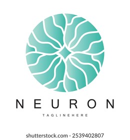 Logotipo de neurônio ou design de logotipo de célula nervosa cerebral, ícone de modelo, molécula, átomo, célula cerebral, modelo de ilustração de logotipo com conceito de vetor