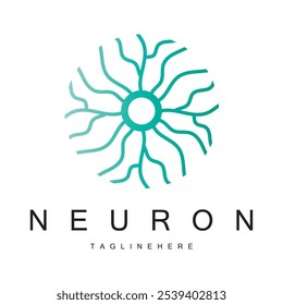 Neuron logo or brain nerve cell logo design, template icon, molecule, atom, brain cell, logo illustration template with vector concept