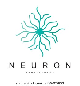 Logotipo de neurônio ou design de logotipo de célula nervosa cerebral, ícone de modelo, molécula, átomo, célula cerebral, modelo de ilustração de logotipo com conceito de vetor