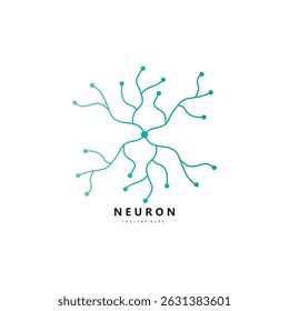 Logotipo de neurônio ou design de logotipo de célula nervosa cerebral, ícone de modelo, molécula, átomo, célula cerebral, modelo de ilustração de logotipo com conceito de vetor