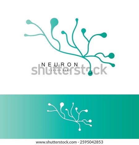 Neuron logo or brain nerve cell logo design, template icon, molecule, atom, brain cell, logo illustration template with vector concept