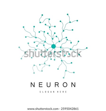 Neuron logo or brain nerve cell logo design, template icon, molecule, atom, brain cell, logo illustration template with vector concept