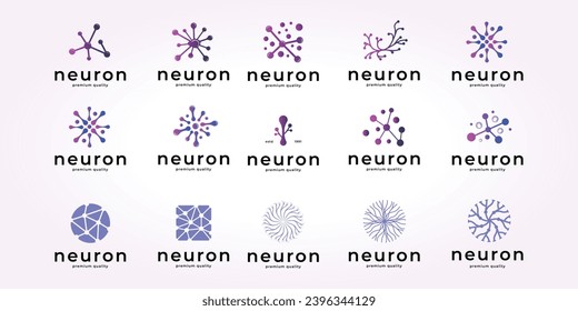 neuron logo design bundle, dna illustration vector set, atom icon emblem bundle