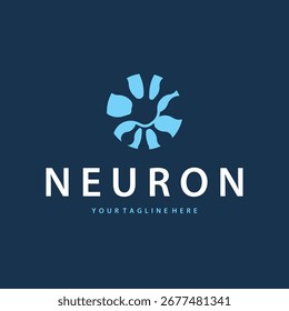 Neuron logo design concept of neuronal cell dna molecule atom with simple minimalist concept as icon symbol illustration template