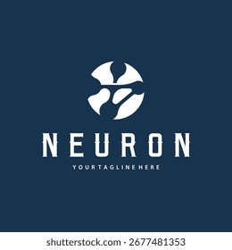Neuron logo design concept of neuronal cell dna molecule atom with simple minimalist concept as icon symbol illustration template