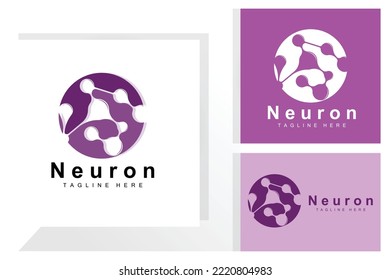 Neuron Logo Design Vector nerve cell illustration Molecular DNA health brand