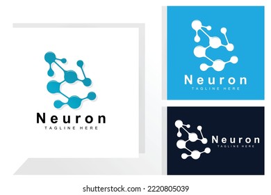 Neuron Logo Design Vector nerve cell illustration Molecular DNA health brand