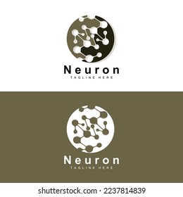 Neuron Logo Design Vector nerve cell illustration Molecular DNA health brand