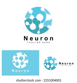 Neuron Logo Design Vektorgrafik Nervenzellgrafik Molekulare DNA-Gesundheitsmarke