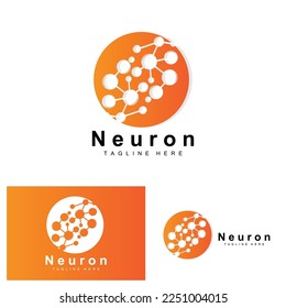 Neuron Logo Design Vector nerve cell illustration Molecular DNA health brand
