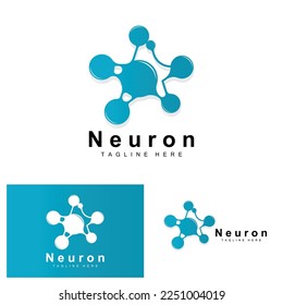 Neuron Logo Design Vector nerve cell illustration Molecular DNA health brand