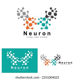 Neuron Logo Design Vector nerve cell illustration Molecular DNA health brand
