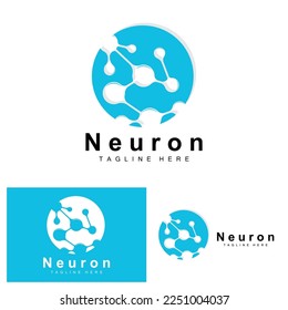 Neuron Logo Design Vector nerve cell illustration Molecular DNA health brand