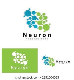 Neuron Logo Design Vector nerve cell illustration Molecular DNA health brand