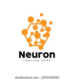 Neuron Logo Design Vector nerve cell illustration Molecular DNA health brand