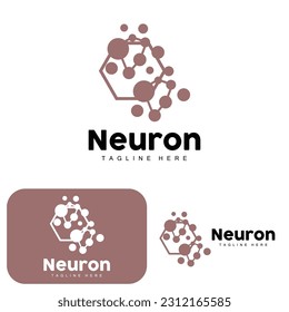 Neuron Logo Design Vector nerve cell illustration Molecular DNA health brand