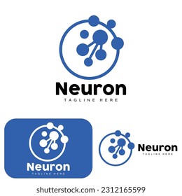 Neuron Logo Design Vector nerve cell illustration Molecular DNA health brand