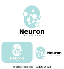 Neuron Logo Design Vector nerve cell illustration Molecular DNA health brand