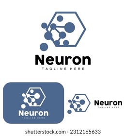 Neuron Logo Design Vector nerve cell illustration Molecular DNA health brand