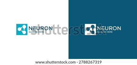 Neuron logo nerve cell logo design, template icon, molecule, atom, logo illustration template with vector concept