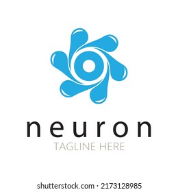 Diseño del logotipo de neuronas o de la célula nerviosa, icono de la plantilla de la ilustración del logotipo de la molécula con concepto de vector 