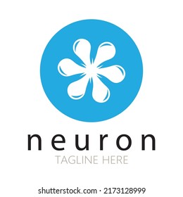 Diseño del logotipo de neuronas o de la célula nerviosa, icono de la plantilla de la ilustración del logotipo de la molécula con concepto de vector 