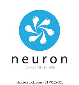 Diseño del logotipo de neuronas o de la célula nerviosa, icono de la plantilla de la ilustración del logotipo de la molécula con concepto de vector 