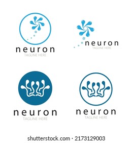 Neuron logo or nerve cell logo design,molecule logo illustration template icon with vector concept 